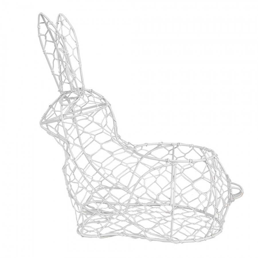 Bílý drátěný dekorační košík králík Bunny L - 28*15*30 cm