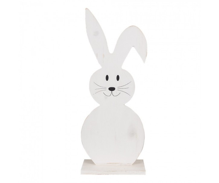 Bílá antik dekorativní dřevěná figurka králík - 20*9*50 cm