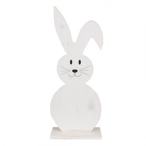 Bílá antik dekorativní dřevěná figurka králík - 20*9*50 cm