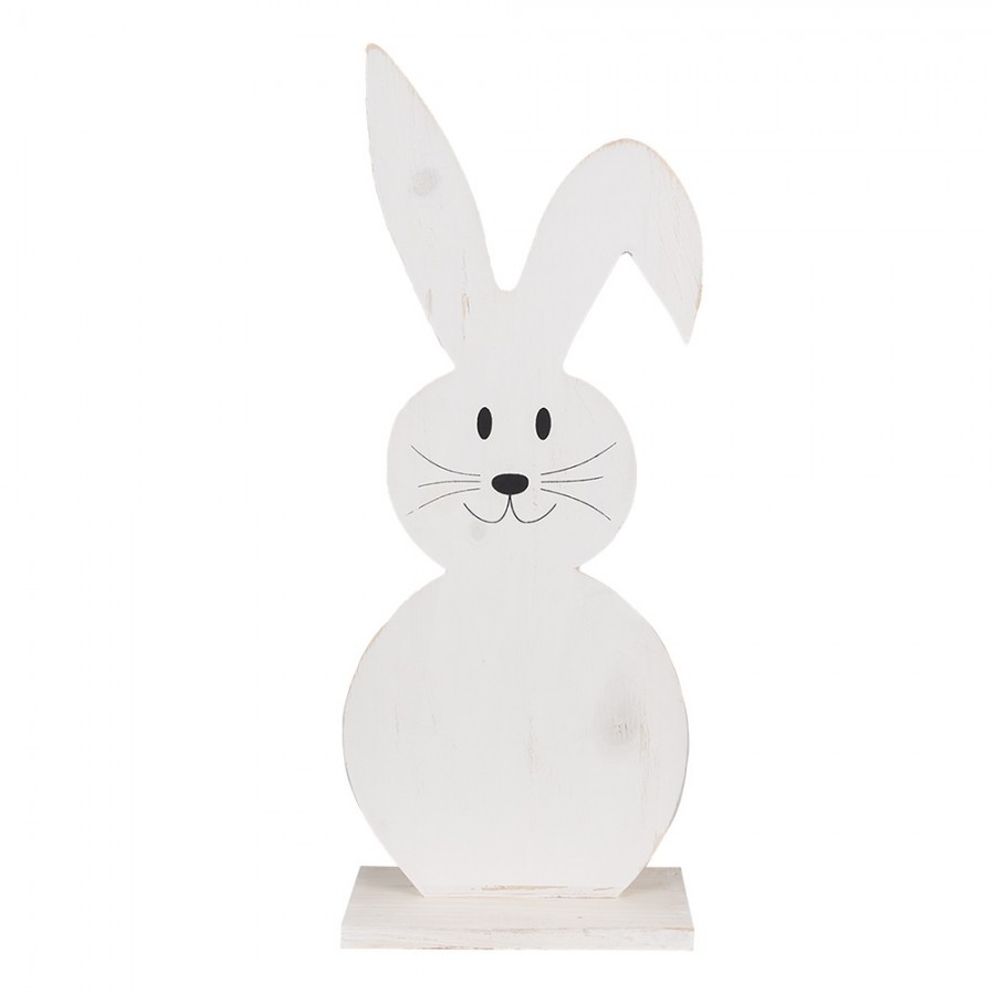 Bílá antik dekorativní dřevěná figurka králík - 20*9*50 cm