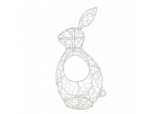 Bílý drátěný dekorační košík králík Bunny - 16*12*33 cm