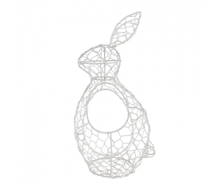 Bílý drátěný dekorační košík králík Bunny - 16*12*33 cm