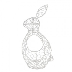 Bílý drátěný dekorační košík králík Bunny - 16*12*33 cm