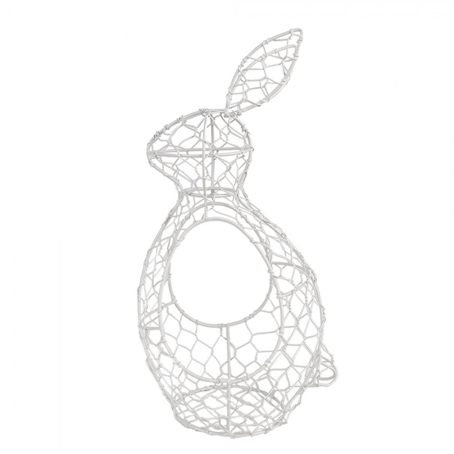 Bílý drátěný dekorační košík králík Bunny - 16*12*33 cm