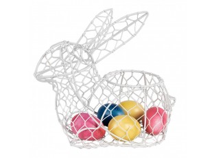 Bílý drátěný dekorační košík králík Bunny S - 22*11*22 cm
