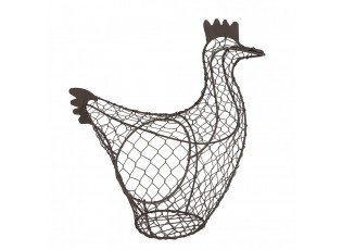 Hnědý drátěný dekorační košík slepička Chicken - 37*16*32 cm