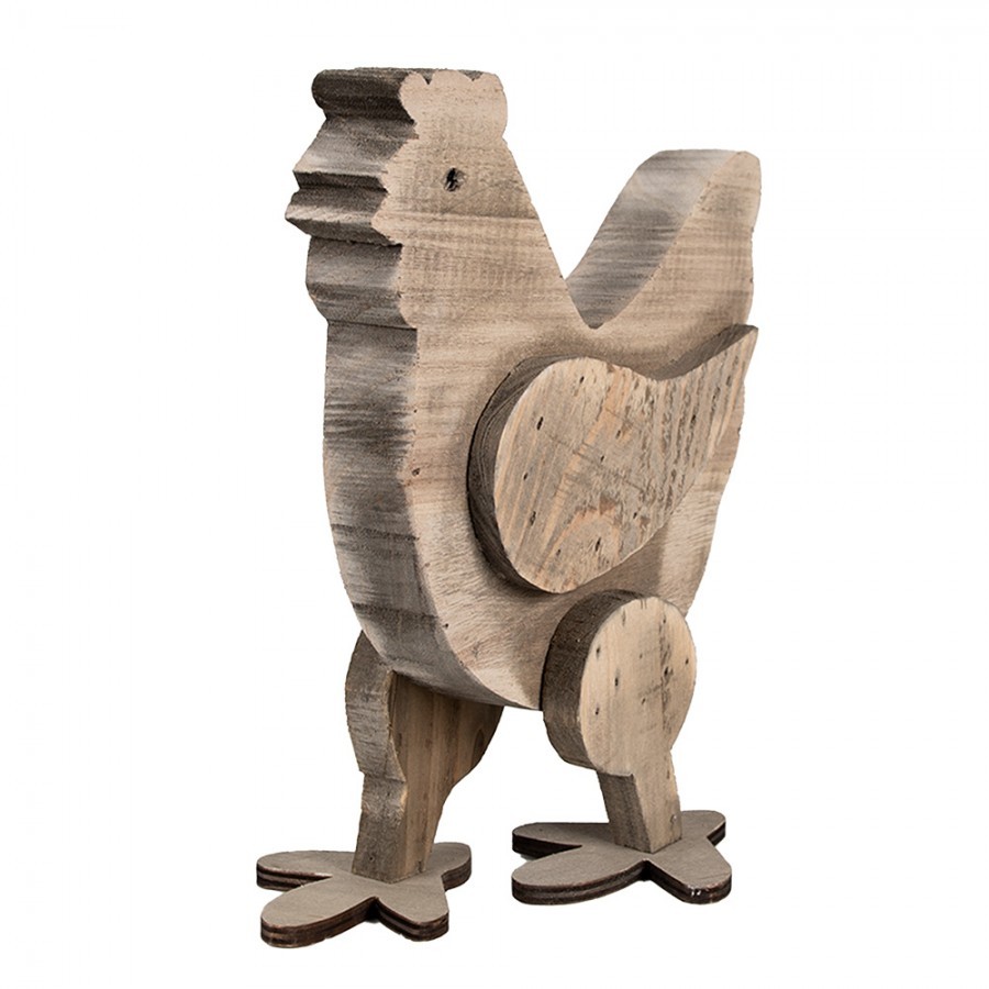 Hnědá antik dekorativní dřevěná figurka slepička - 23*12*28 cm