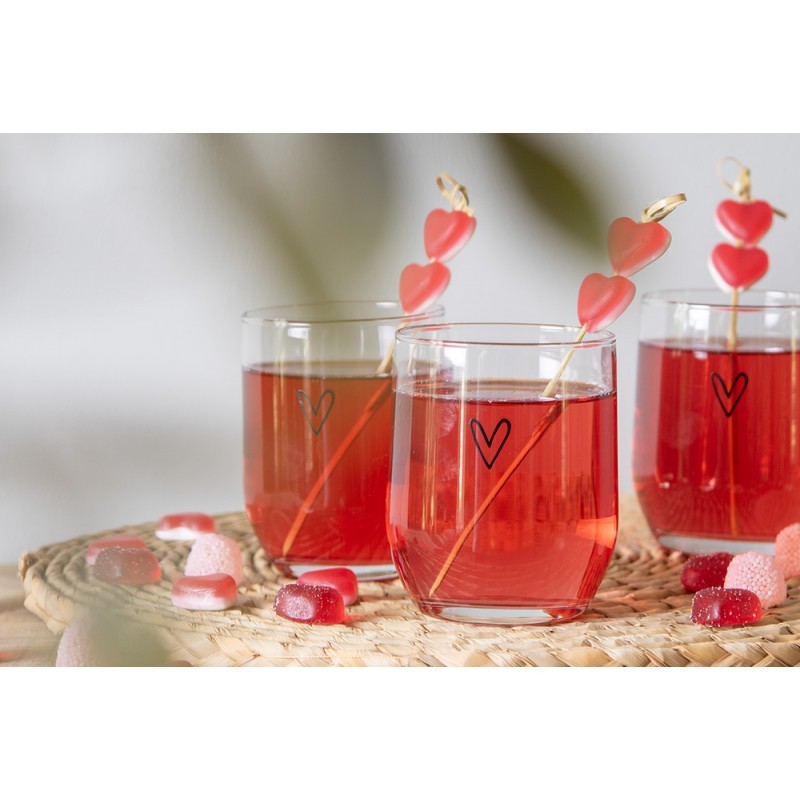 Transparentní sklenička na vodu se srdíčkem - Ø 8*9 cm / 300 ml