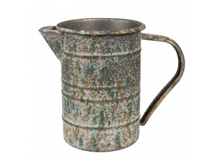 Šedý antik plechový dekorační džbánek se zlatou patinou - 19*10*15 cm