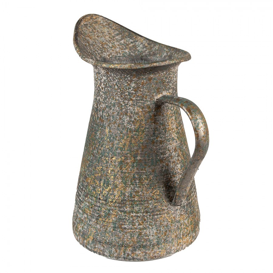 Šedý antik plechový dekorační džbánek - 21*15*25 cm