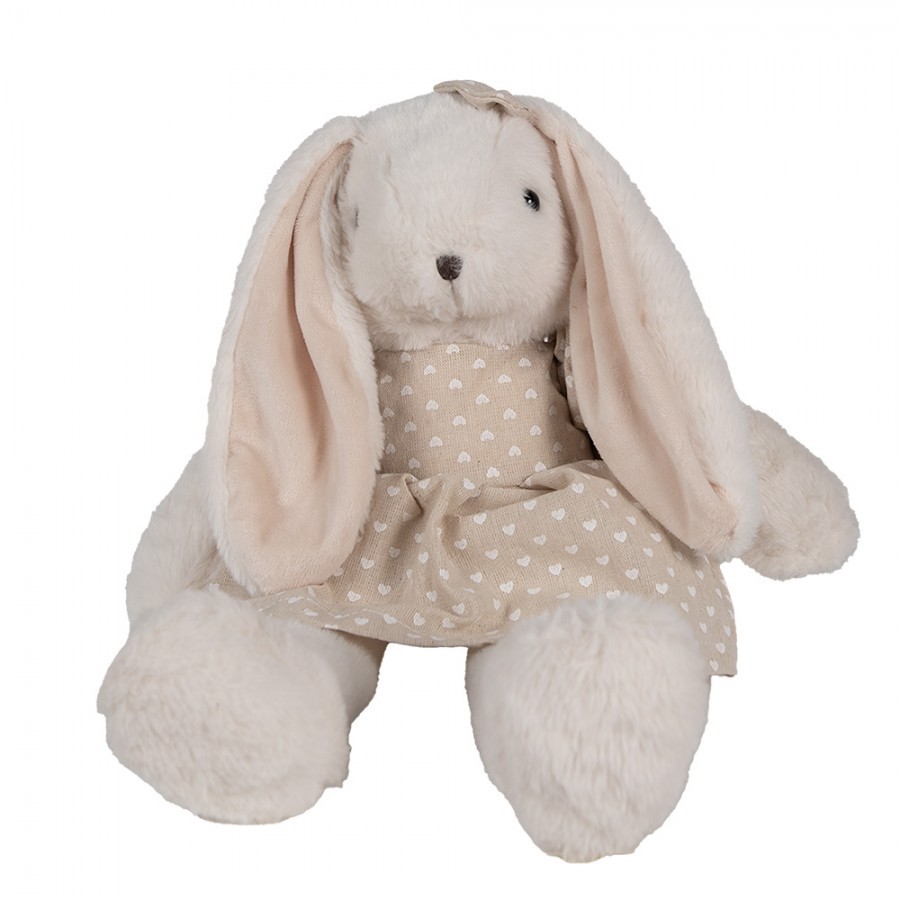 Béžový plyšový králíček v srdíčkových šatičkách - 20*22*26 cm TW0596M