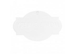Bílá nástěnná kovová cedule Moms Bakery - 48*1*30 cm