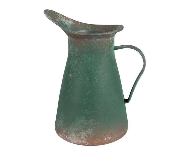 Zelený antik plechový dekorační džbán - 21*15*25 cm