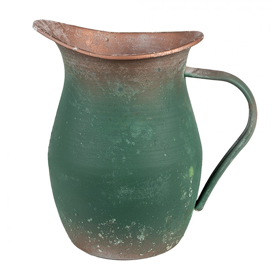 Zelený antik plechový dekorační džbánek - 19*13*19 cm 6Y5500