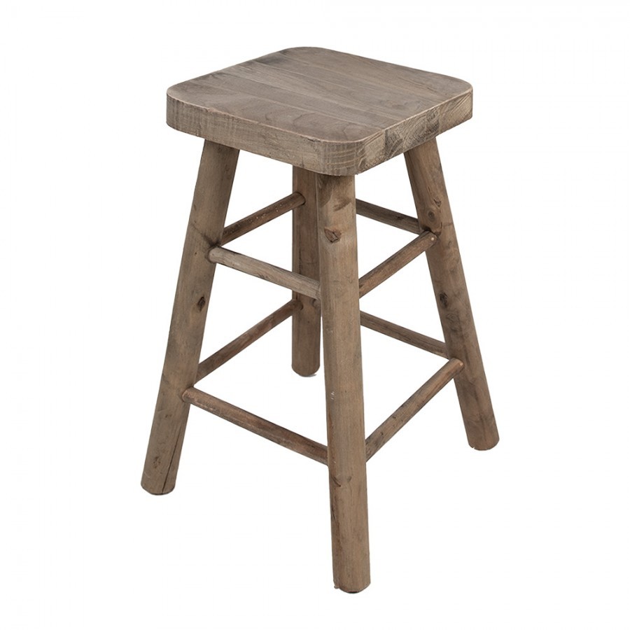 Hnědá antik dřevěná stolička na květiny - 33*33*49 cm 6H2325