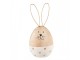 Bílo-hnědá dřevěná dekorativní figurka vejce králík - Ø 6*14 cm 
