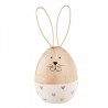 Bílo-hnědá dřevěná dekorativní figurka vejce králík - Ø 6*14 cm Barva: Hnědá, bíláMateriál: DřevoHmotnost: 0,07 kg