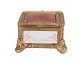 Zlatá šperkovnice s růžovým polštářkem - 12*12*7 cm