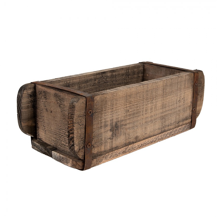 Hnědá dřevěná dekorační retro bedýnka - 30*12*10 cm Clayre & Eef
