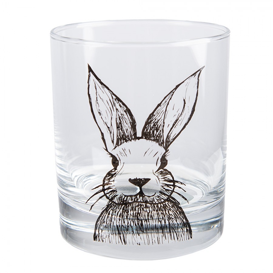 Sklenička na vodu s králíčkem Rabbit Cartoon - Ø 8*9 cm / 300 ml Clayre & Eef