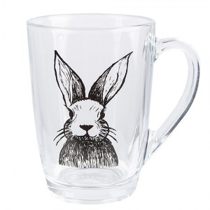 Skleněný hrnek na čaj s králíčkem Rabbit Cartoon - 11*8*11 cm / 300 ml