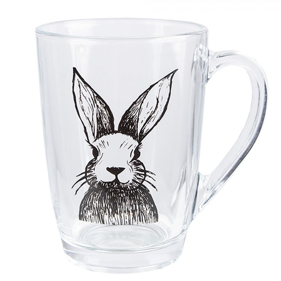 Skleněný hrnek na čaj s králíčkem Rabbit Cartoon - 11*8*11 cm / 300 ml RAEGL0002