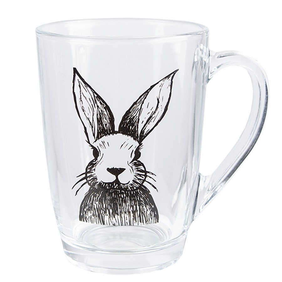 Skleněný hrnek na čaj s králíčkem Rabbit Cartoon - 11*8*11 cm / 300 ml