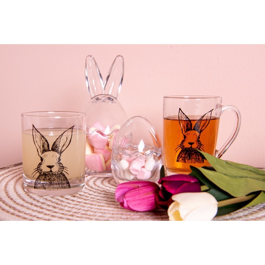 Skleněný hrnek na čaj s králíčkem Rabbit Cartoon - 11*8*11 cm / 300 ml