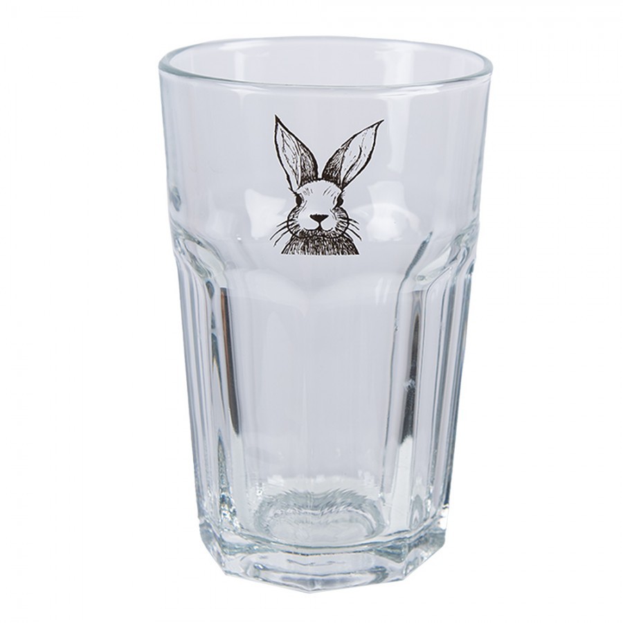 Sklenička na vodu s králíčkem Rabbit Cartoon - Ø 7*12 cm / 300 ml Clayre & Eef