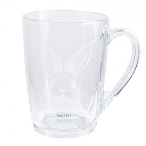 Skleněný hrnek na čaj s králíčkem Rabbit Cartoon - 11*8*11 cm / 300 ml