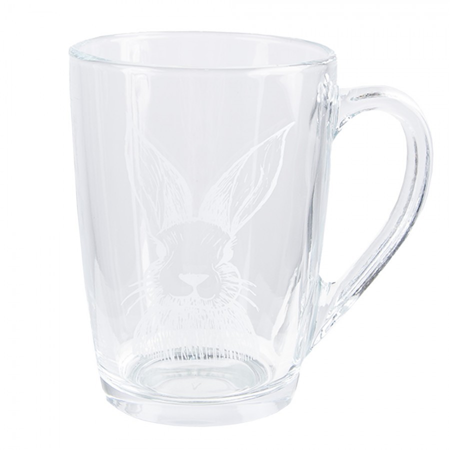 Skleněný hrnek na čaj s králíčkem Rabbit Cartoon - 11*8*11 cm / 300 ml