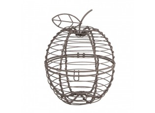 Hnědý drátěný dekorativní košík ve tvaru jablka - Ø 11*14 cm 
