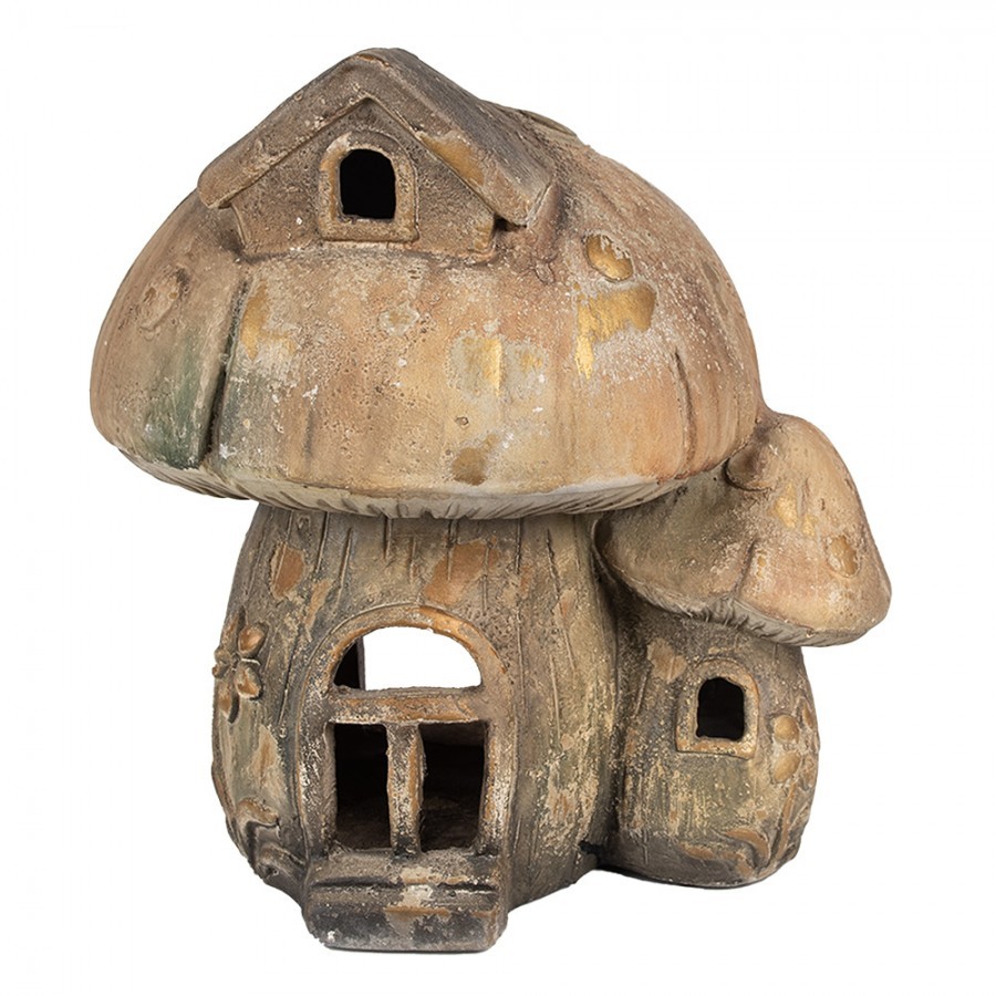 Hnědá dekorativní figurka houba domek - 34*29*35 cm Clayre & Eef