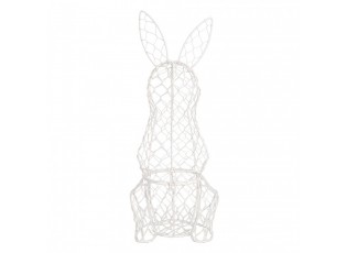 Bílý drátěný košík na vajíčka ve tvaru králíka - 12*14*39 cm