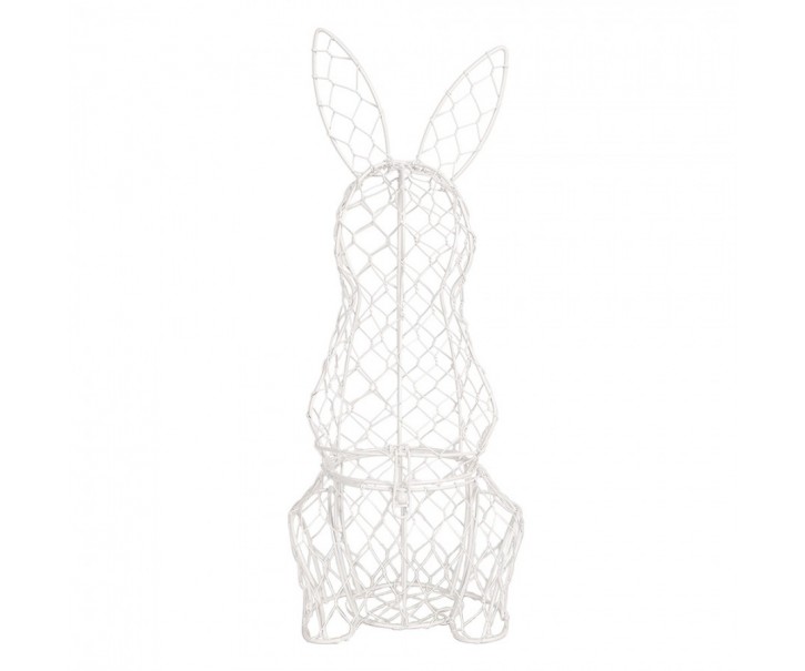 Bílý drátěný košík na vajíčka ve tvaru králíka - 12*14*39 cm