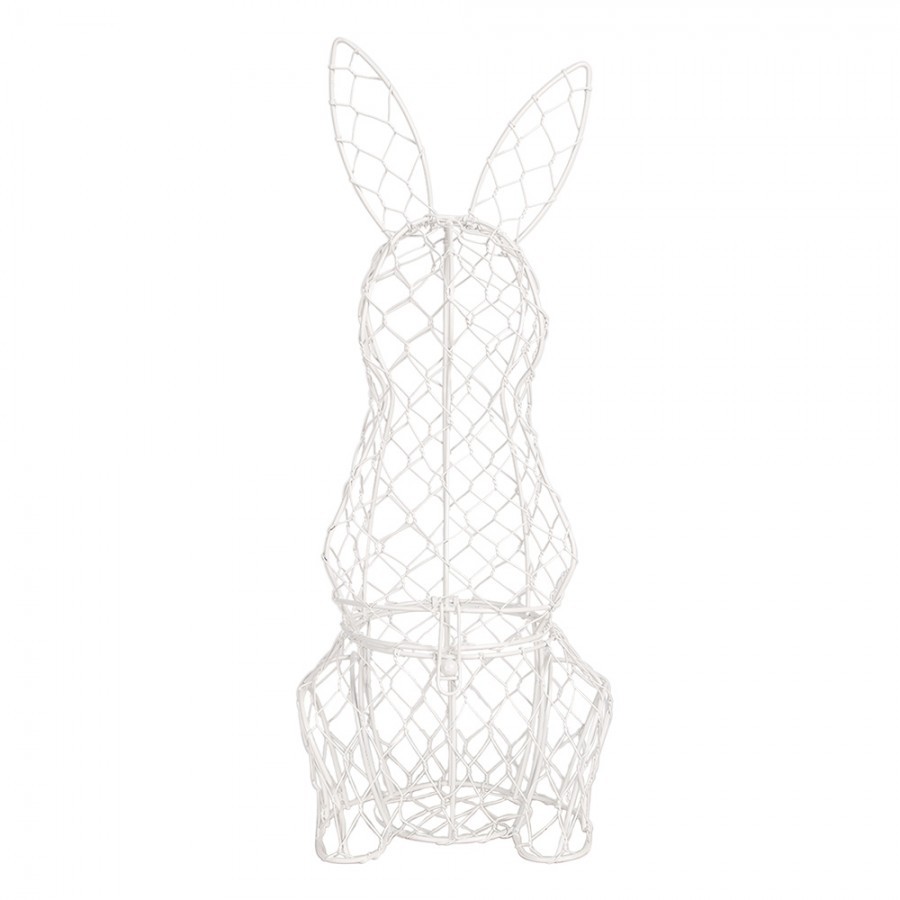 Bílý drátěný košík na vajíčka ve tvaru králíka - 12*14*39 cm 6Y5535