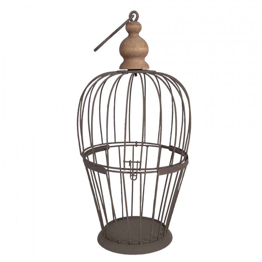 Hnědá kovová dekorační ptačí klec na zavěšení - Ø 20*39 cm  Clayre & Eef