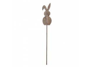 Hnědá antik dřevěná dekorace králík zápich - 15*1*100 cm