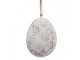 ﻿Bílé antik plechové závěsné vajíčko s kytičkama - 10*2*8 cm