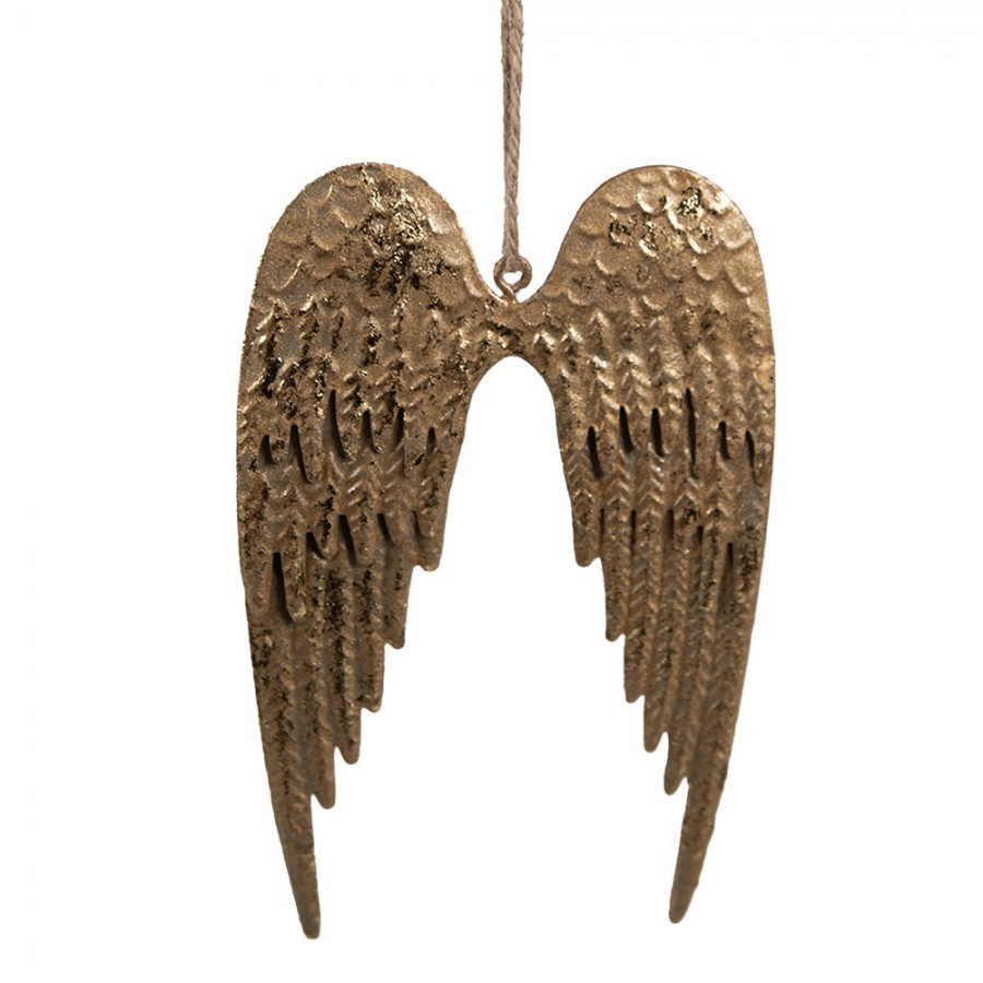 Zlatá antik dekorativní závěsná křídla S - 14*9 cm Clayre & Eef