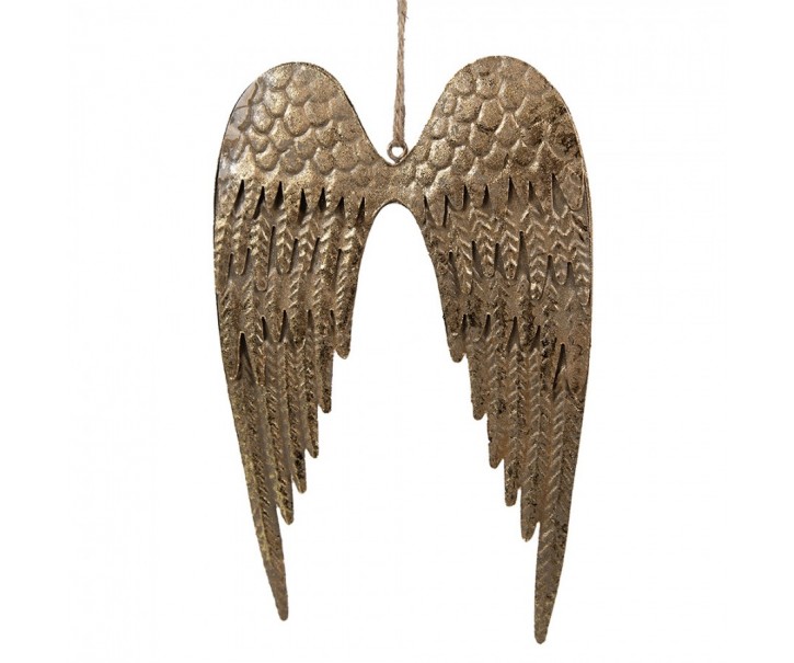 Zlatá antik dekorativní závěsná křídla M - 19*13 cm