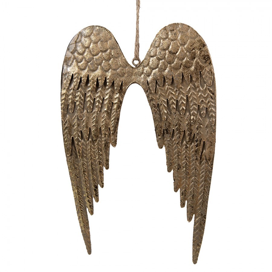 Zlatá antik dekorativní závěsná křídla M - 19*13 cm Clayre & Eef