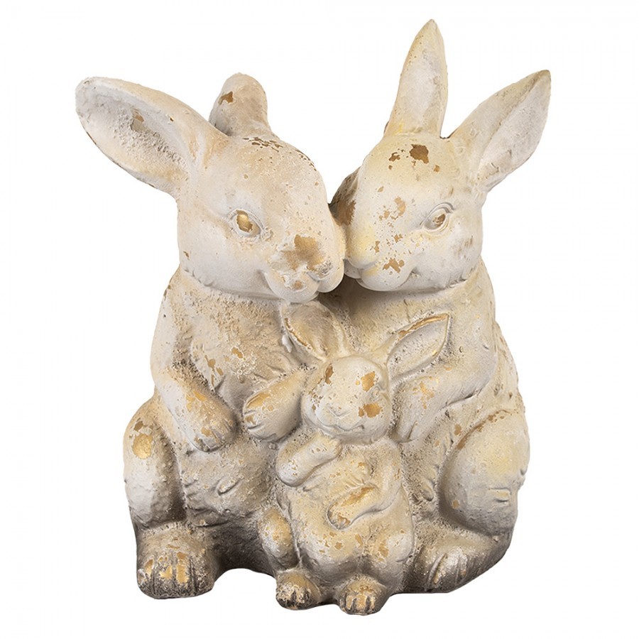 Béžovo-hnědá dekorativní figurka králíčci rodinka - 26*18*33 cm 6MG0033
