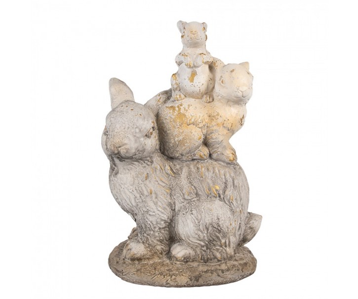 Béžovo-hnědá dekorativní figurka králiččí rodinka - 27*18*43 cm