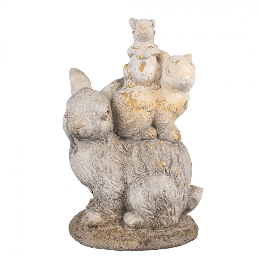 Béžovo-hnědá dekorativní figurka králiččí rodinka - 27*18*43 cm