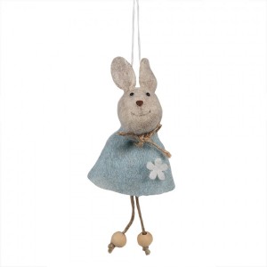 Modrý plstěný závěsný velikonoční králíček Magiccal - 6*3*13 cm