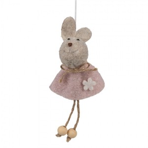 Růžový plstěný závěsný velikonoční králíček Magiccal - 6*3*13 cm