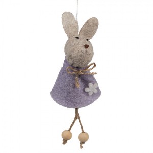 Fialový plstěný závěsný velikonoční králíček Magiccal - 6*3*13 cm