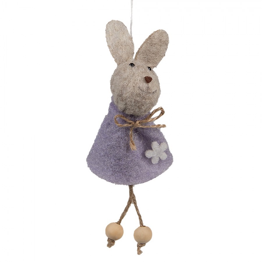 Fialový plstěný závěsný velikonoční králíček Magiccal - 6*3*13 cm