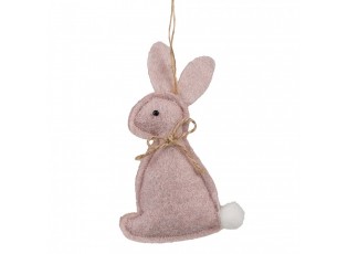 Růžový filcový závěsný králíček - 10 cm
